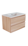 PLYWOOD 600 WALL HUNG VANITY - LIGHT OAK WITH CERAMIC TOP