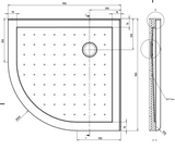 TONDO 900 x 900 CHROME SHOWER, CORNER WASTE