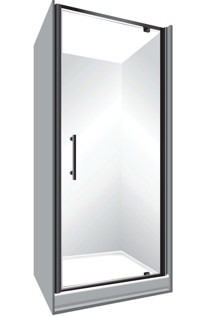 Alcove 900 x 750 x 900 Black Shower, Centre Waste With 750mm Door
