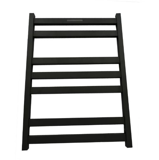 HEATED TOWEL RAIL - BLACK FINISH 7 BARS 400MM WIDE