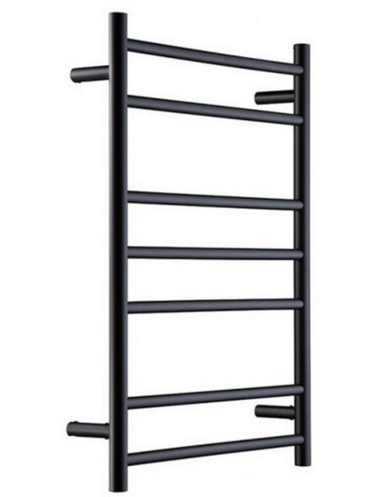 HEATED TOWEL RAIL STAINLESS STEEL MATTE BLACK FINISH 7 BARS ROUND Bathroom Clearance