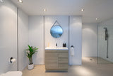 PLYWOOD 750MM LIGHT OAK FLOORSTANDING VANITY WITH CERAMIC TOP - Bathroom Clearance