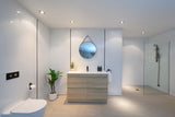 PLYWOOD 1200 FLOOR STANDING LIGHT OAK VANITY WITH SINGLE BASIN CERAMIC TOP - Bathroom Clearance