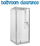 Cubo 900 x 750 Chrome Shower,liner,Corner waste tray with 900mm Door