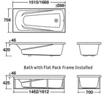 ENGLEFIELD DUO II Rectangular Bath 1670mm - Bathroom Clearance
