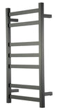 HEATED TOWEL RAIL STAINLESS STEEL - GUN METAL FINISH 7 BARS SQUARE