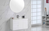 900MM SLIM VANITY WHITE GLOSS WALL HUNG WITH CERAMIC TOP